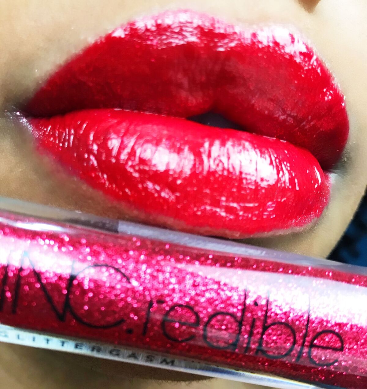 inc.redible Glitter Lip Topper over ABH Ruby Matte Lipstick